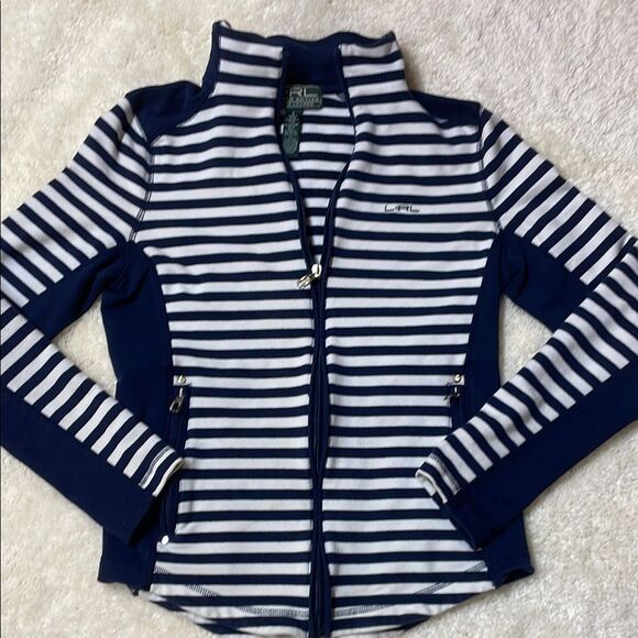 Lauren Ralph Lauren Active Navy/White Striped Full-Zip Jacket Sz S - Picture 1 of 6